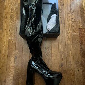 Lamoda Acquitable Stretchy Platform Thigh High Boots